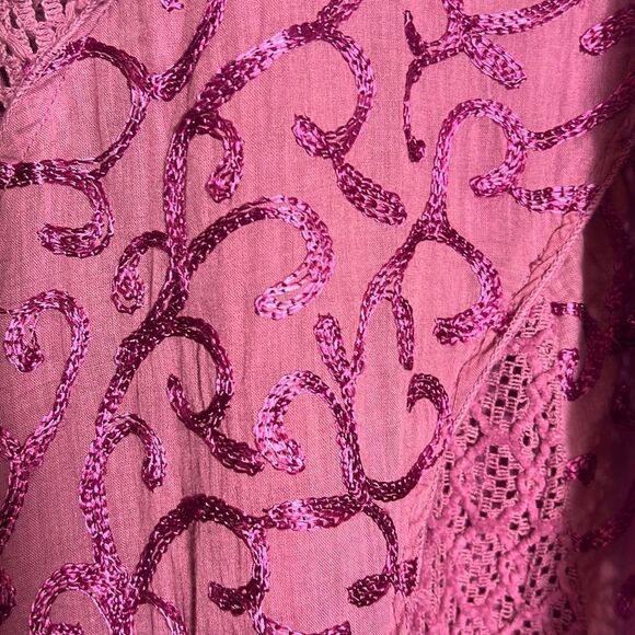 Exclusively for Signals Women's Long Sleeve Blouse Top Mini Dress Lace Pink 3X - Picture 4 of 11